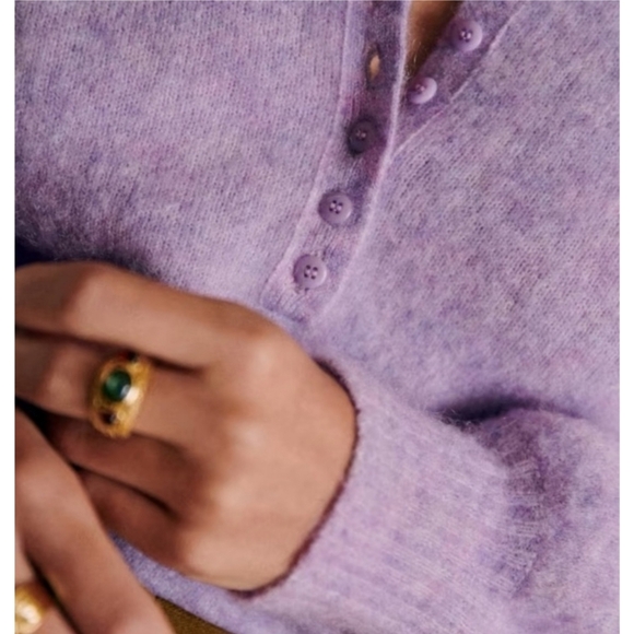 Sézane Léon Jumper Lilac Size XS Mohair Wool Balloon Sleeve Parisian Chic - Picture 7 of 13